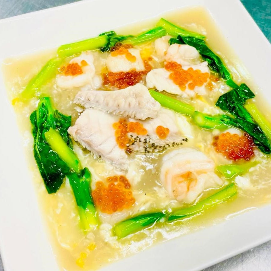 (CNY) Homemade Hor-Fun With Seafood,  Kai Lan Egg Wash Sauce