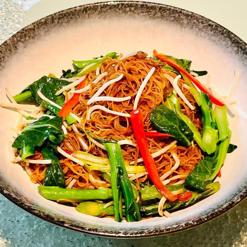 (CNY) Wok-Fried “Mee Sua” With  Beansprout And Choy Sum Vegetable