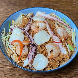 (CNY) Wok-Fried "Mee Sua" With Diced Seafood, Egg And Bean Sprouts