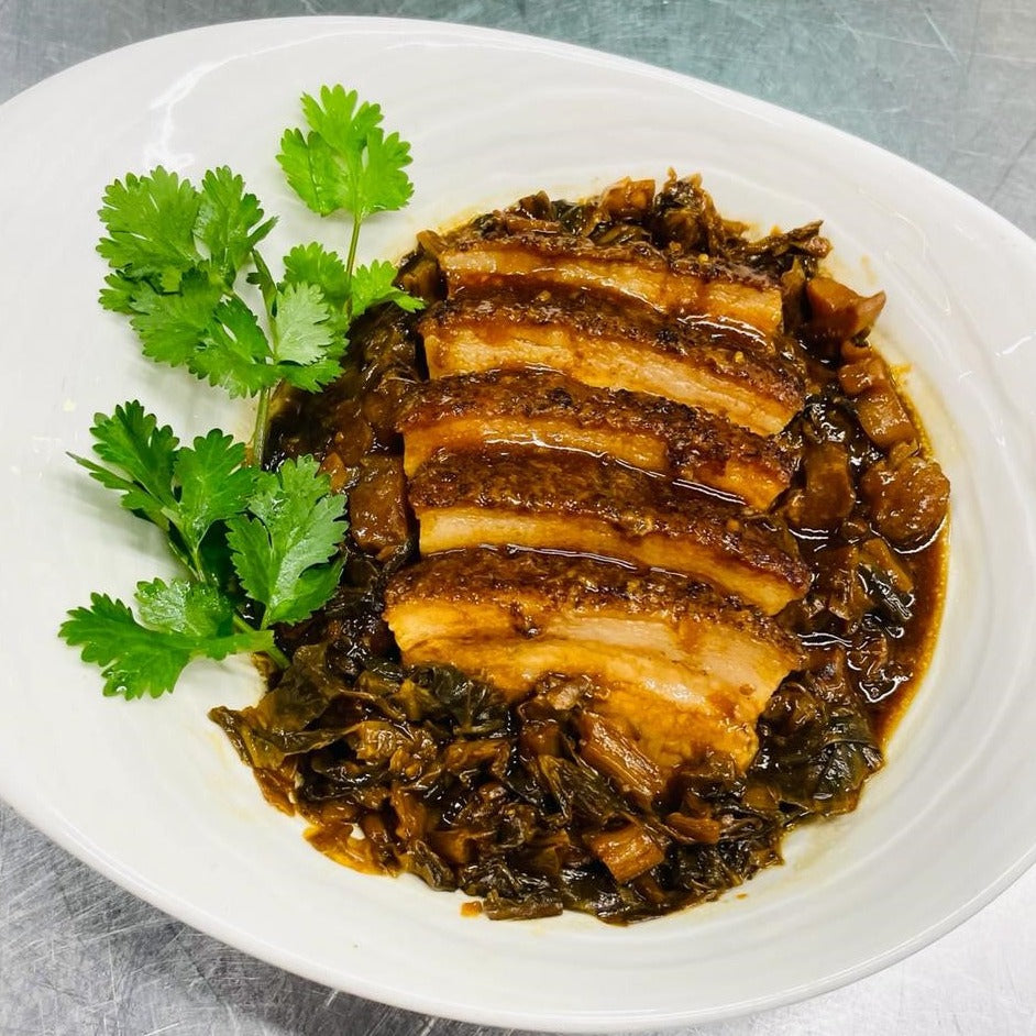 Braised Pork Belly With “Mei Cai” Vegetables
