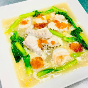 Hor-Fun With Seafood, Kai Lan Egg Wash Sauce